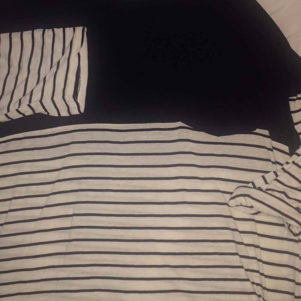Navy&cream pocket Top 3/4sleeve